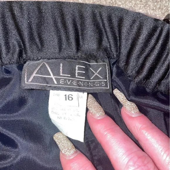 - PLUS SIZE ALEX EVENINGS BLACK FRONTSPLIT SKIRT ZIP & ELASTICBACK SIZE 16 - Picture 11 of 16
